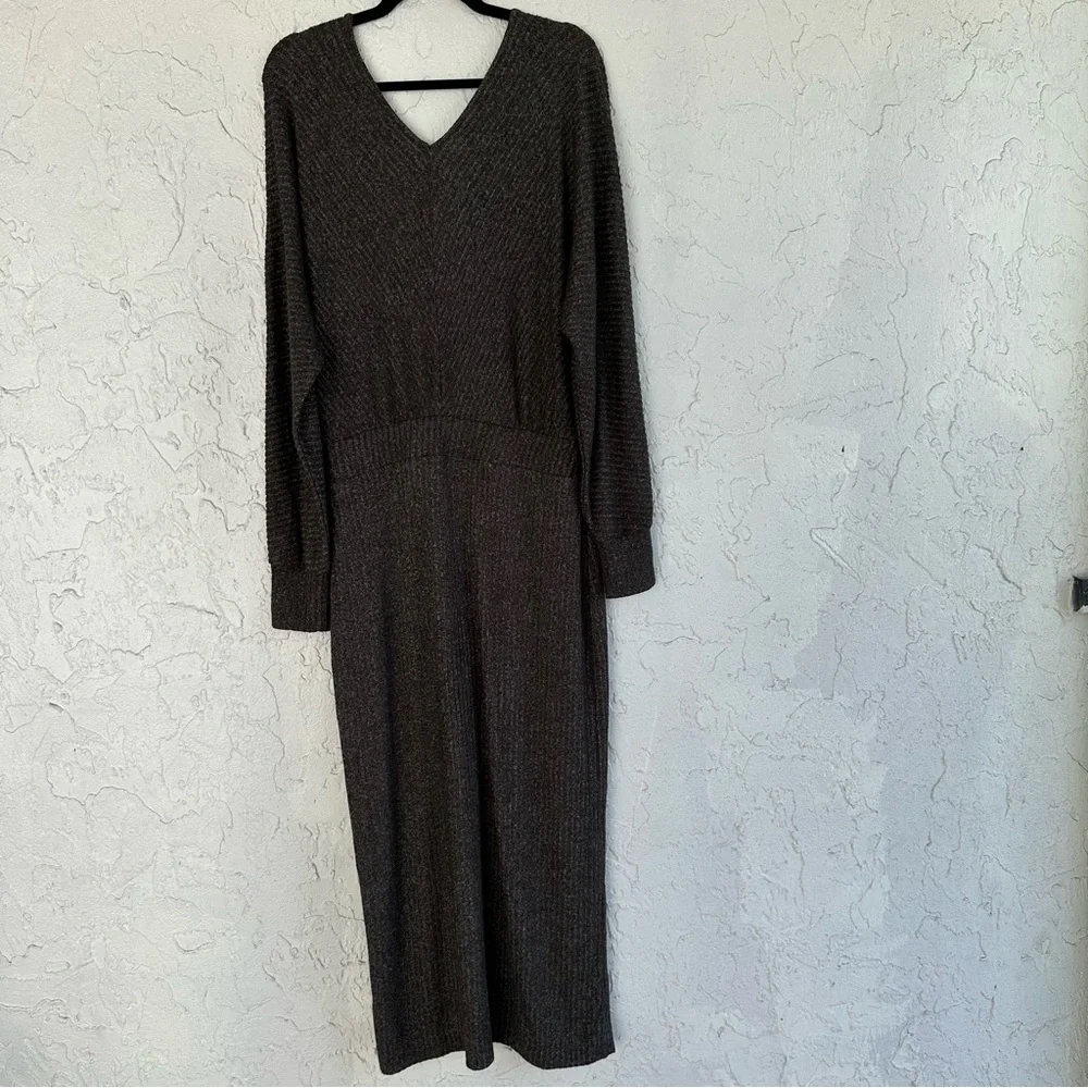 ANTHROPOLOGIE Daily Practice Dress Size Large Barre Midi Ribbed Long Sleeve - Picture 7 of 11